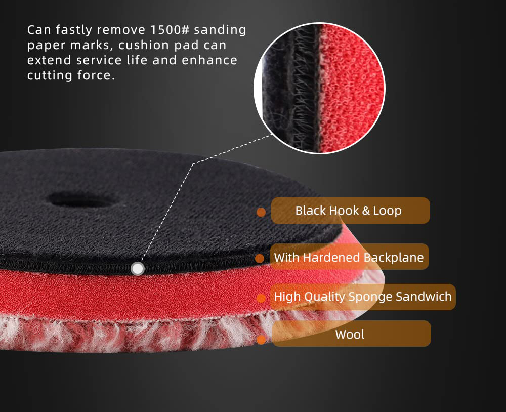 Wool Polishing Pads,, Short Hair Wool Buffing and Polishing Pad Set, Wool Buffing Wheel for Heavy Cut Company 8