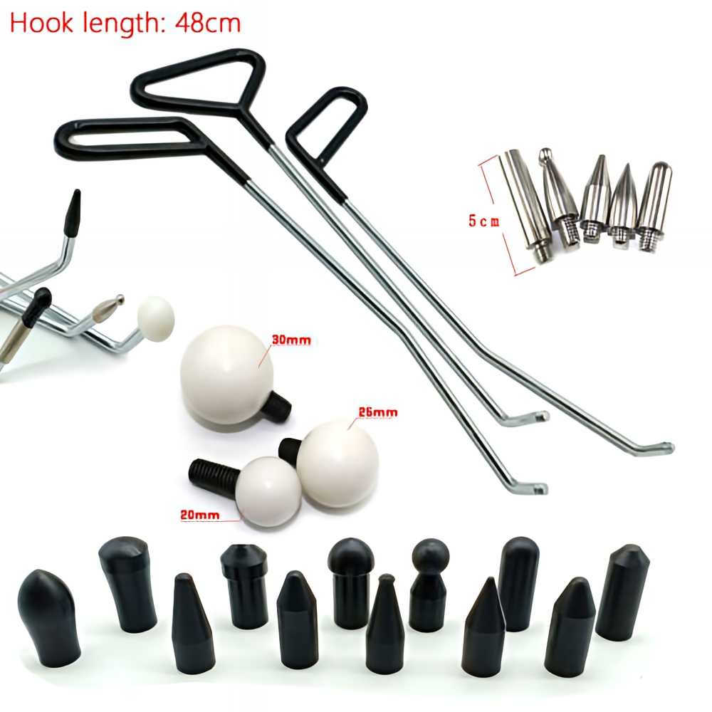 Car dent repair tool, dent free sheet metal hook top hook, bump repair replacement head crowbar set Company - Tekway 9
