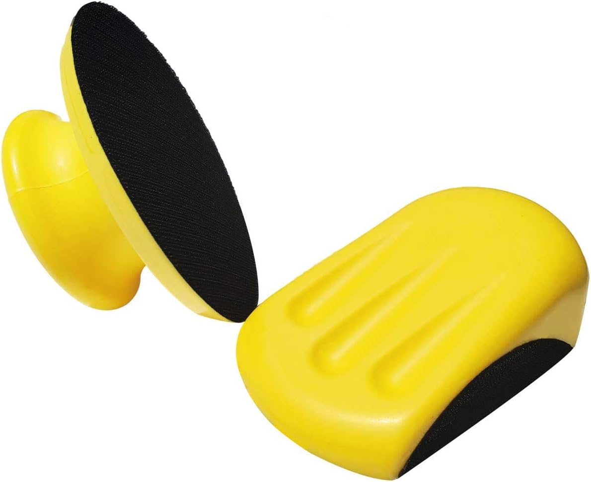 Best hand sanding block 5 Inch Round+ Mouse Hand Sanding Block Pad, 5” Hook and Loop Sanding Block Backing Plate 3