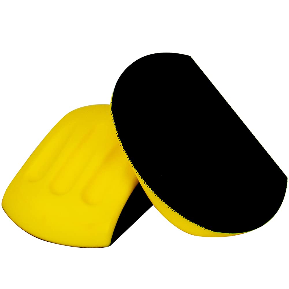 Best hand sanding block 5 Inch Round+ Mouse Hand Sanding Block Pad, 5” Hook and Loop Sanding Block Backing Plate 2