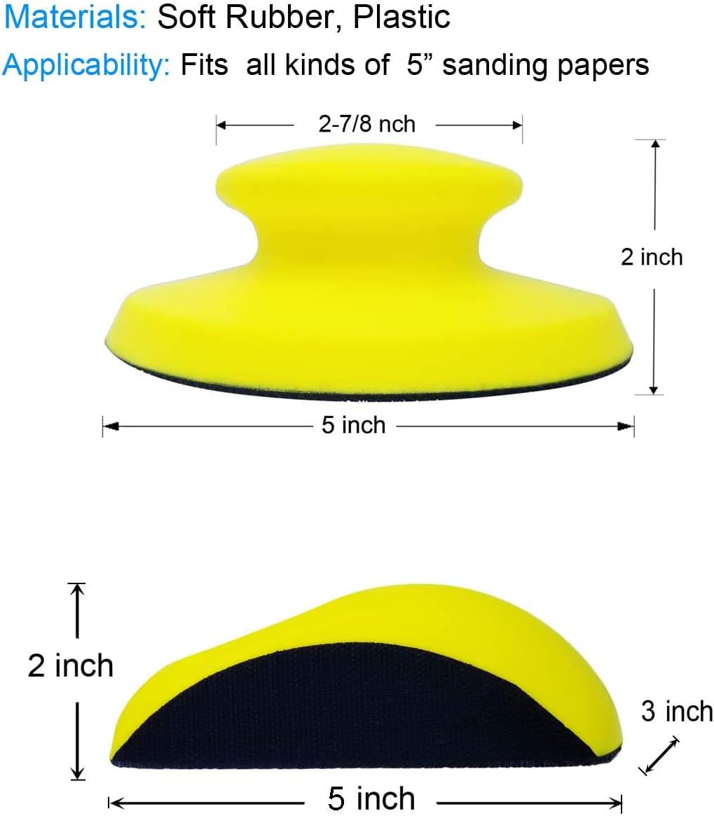 Best hand sanding block 5 Inch Round+ Mouse Hand Sanding Block Pad, 5” Hook and Loop Sanding Block Backing Plate 4