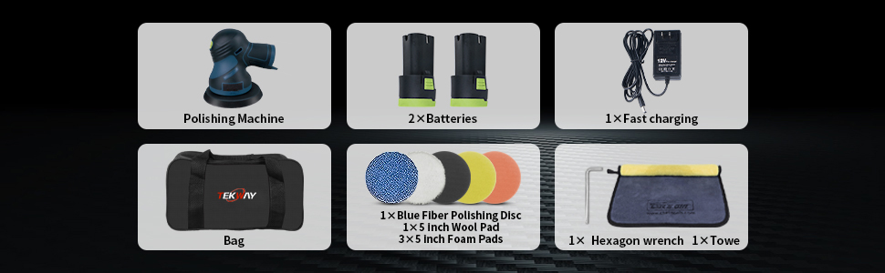 Melhor kit de máquina de polimento de cera para carro sem fio, polidor para detalhamento de carro 2024NEW Perfect Company - Tekway 12