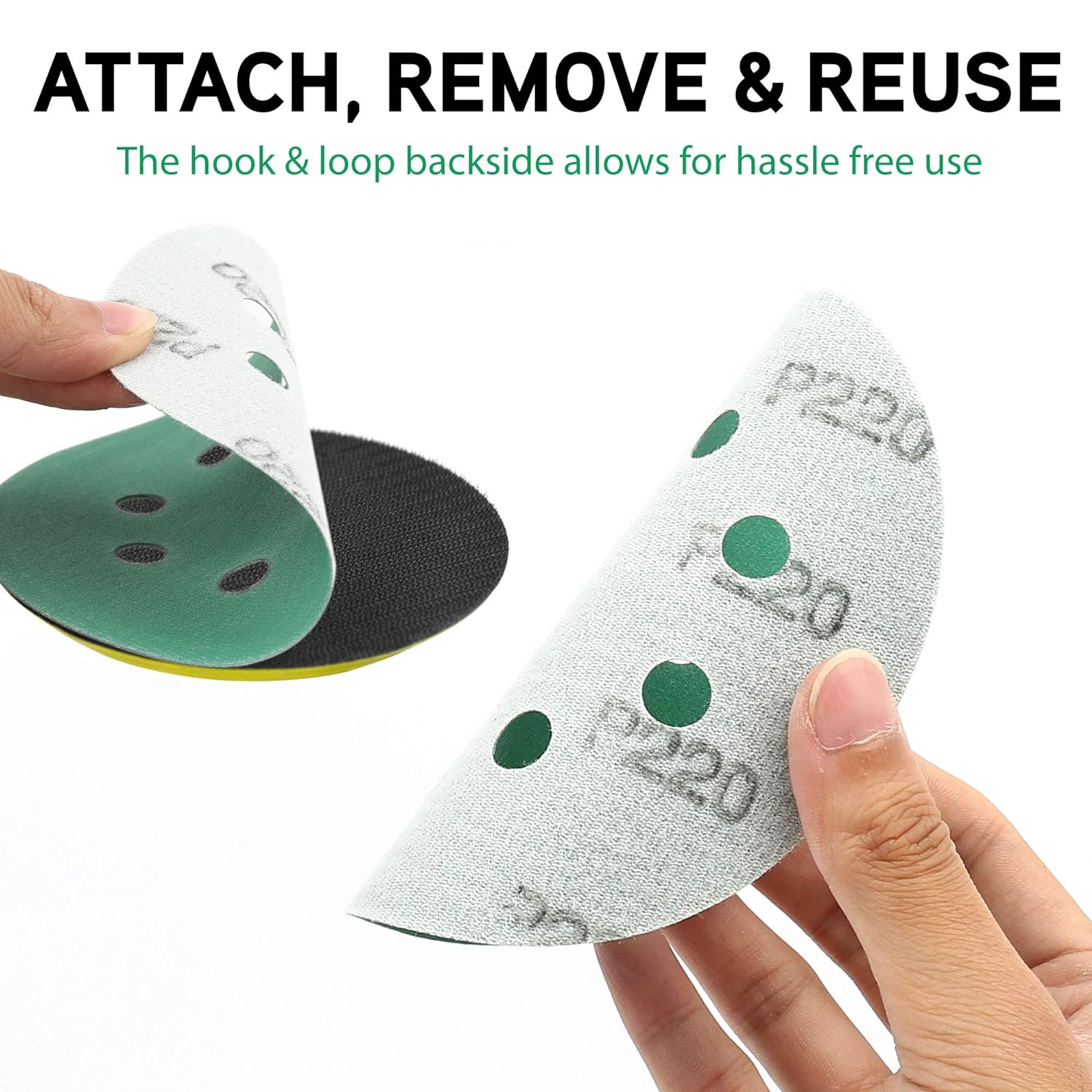 Best green sandpaper Film backed, hook and loop random orbital sandpaper round sandpaper | Tekway Company 3