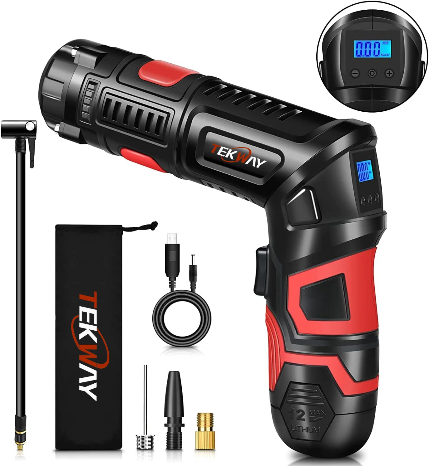 TEKWAY Lithium battery multi-functional folding air pump home car portable air pump manufacturers From China 1