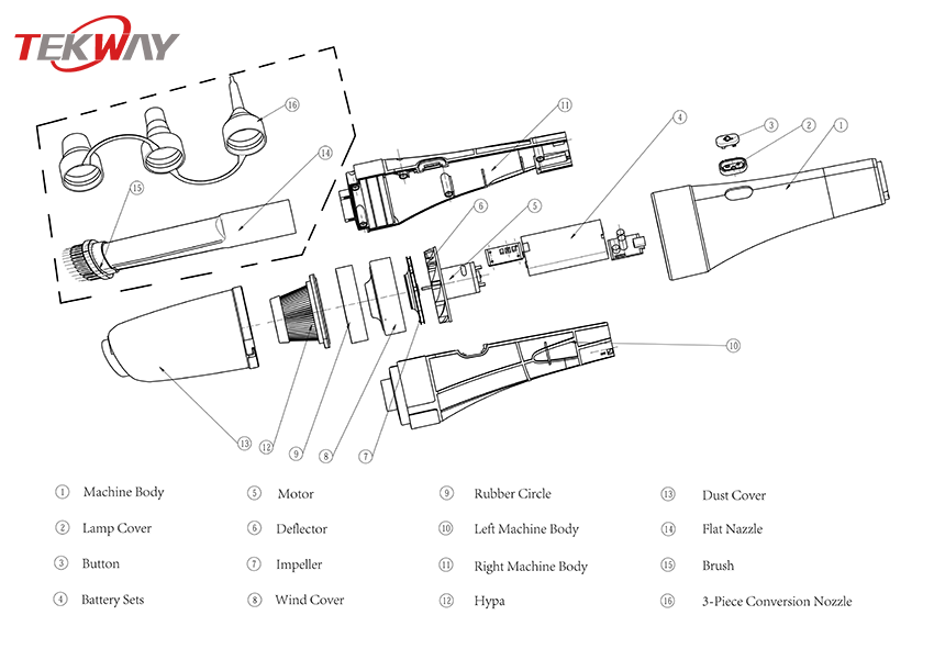 Tekway 75dB Low Noise Mini Portable Powerful Cordless Air Duster Vacuum Air Duster Computer Car Household Vacuum Cleaner 18