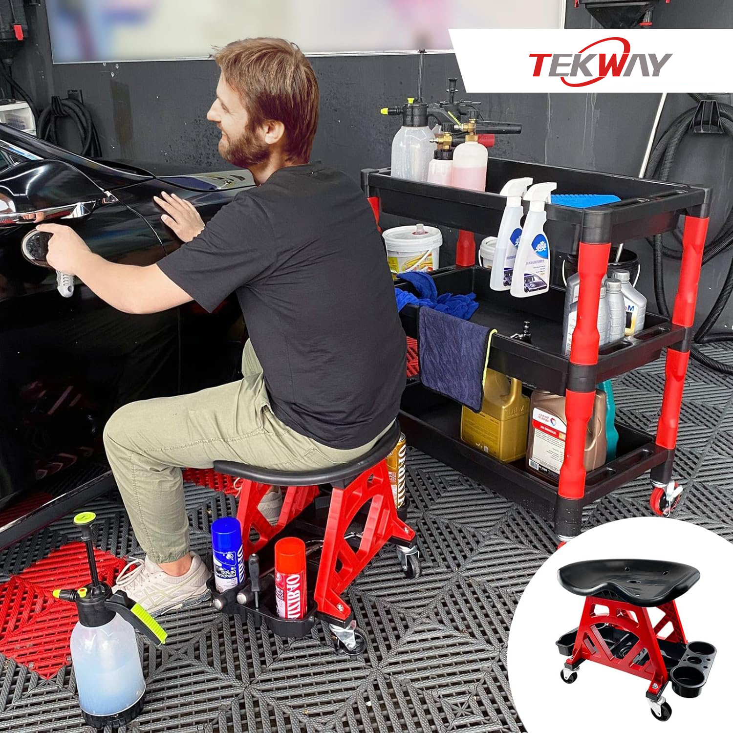 Best Heavy Duty Mobile Rolling Mechanics Creeper Seat Polishing stool, beauty stool Company - Tekway 6