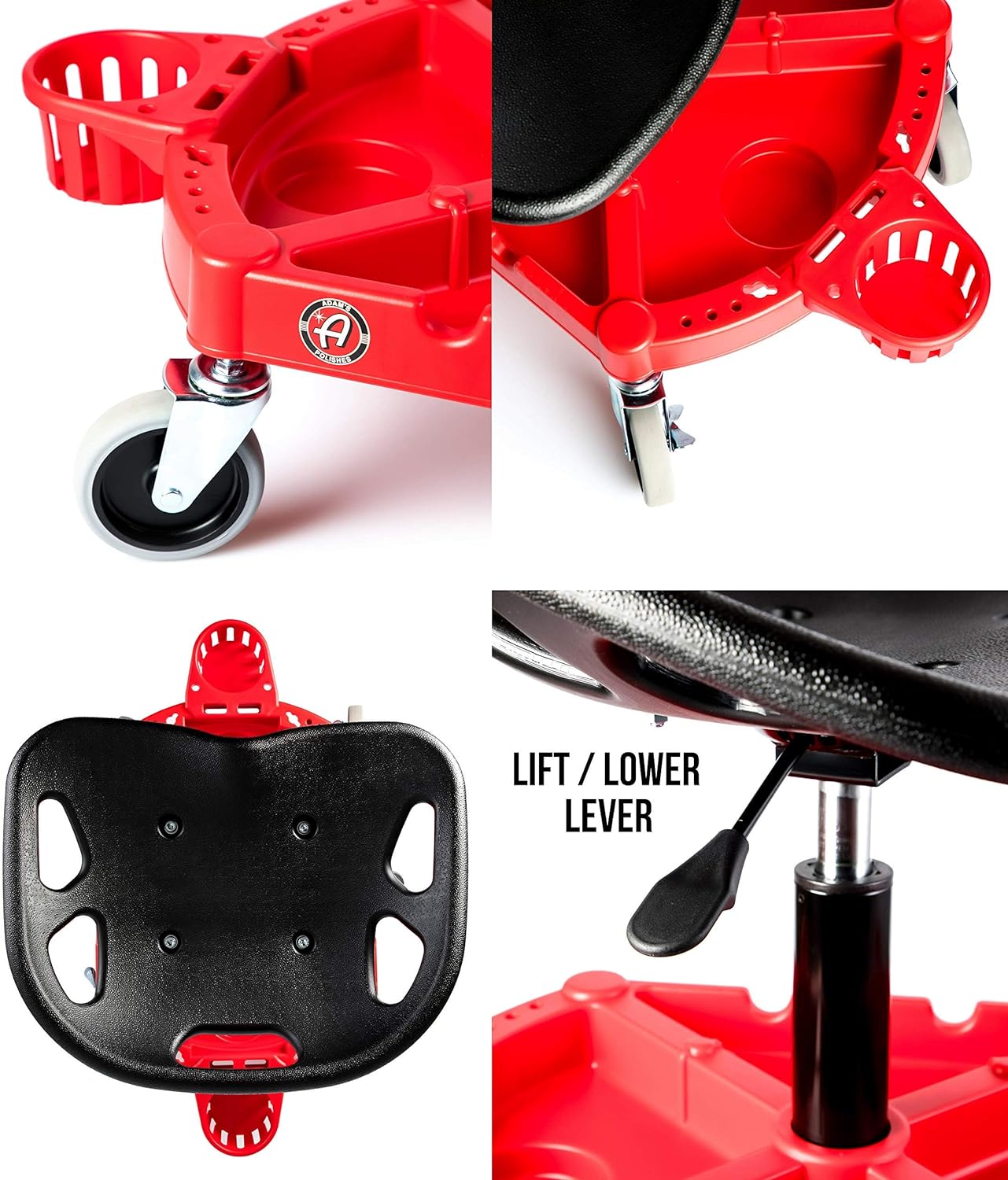 Best Polisher roller stool, car detailing stool, shop stool with wheels, garage storage box, tool storage tray- Tekway 4