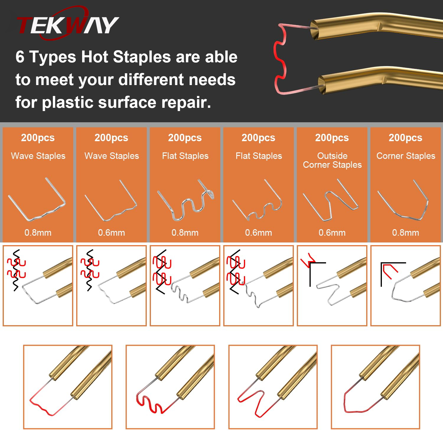 Máquina de reparación de parachoques de coche de alta calidad, con clavos de plástico para soldar | Fabricante de clavos para soldar | Tekway 8