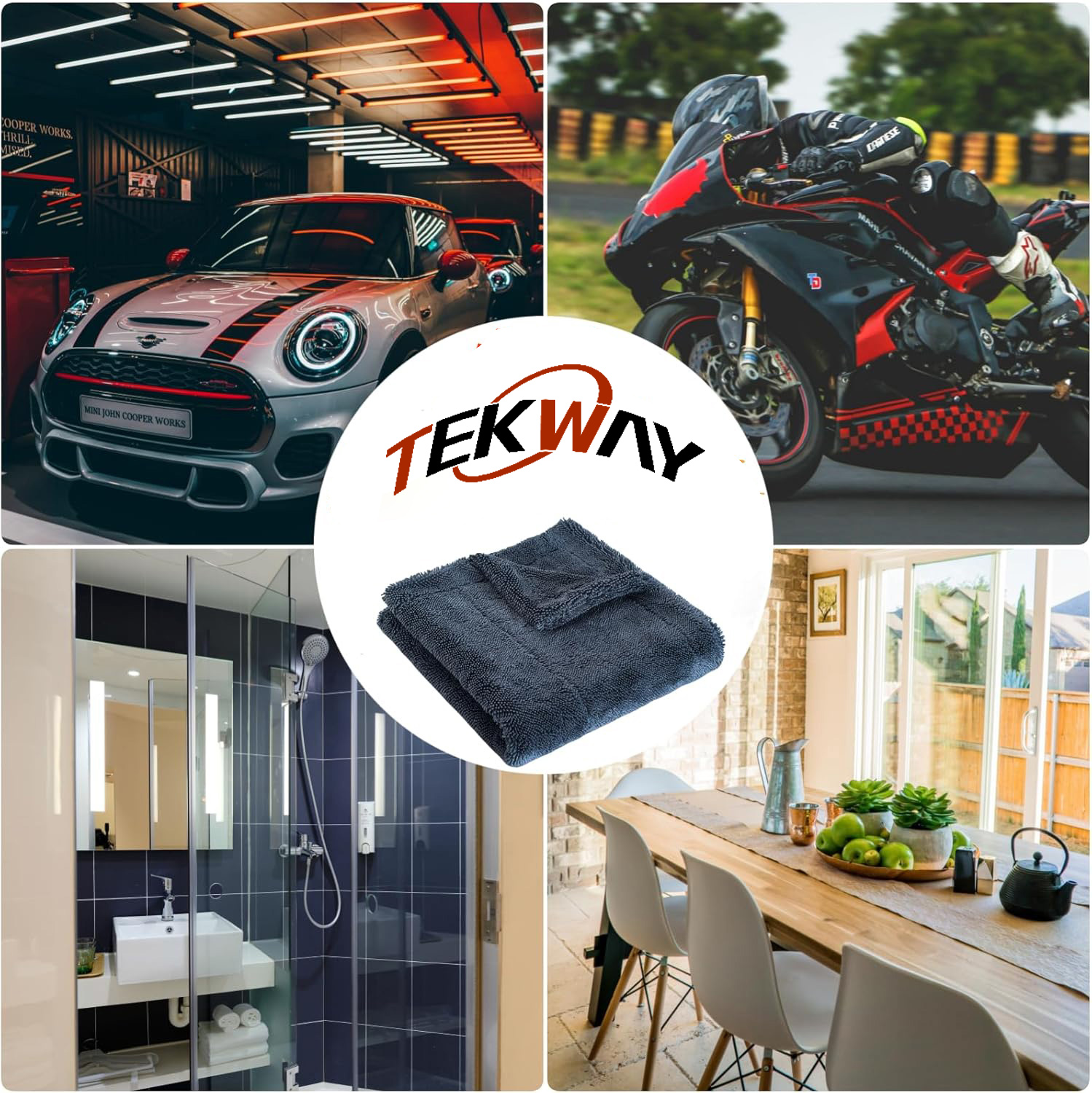 Best Car Wash Towel, Microfiber Cloth, Thick Fiber, Double Layer Twisted Pile, Microfiber Towel Company - Tekway 5