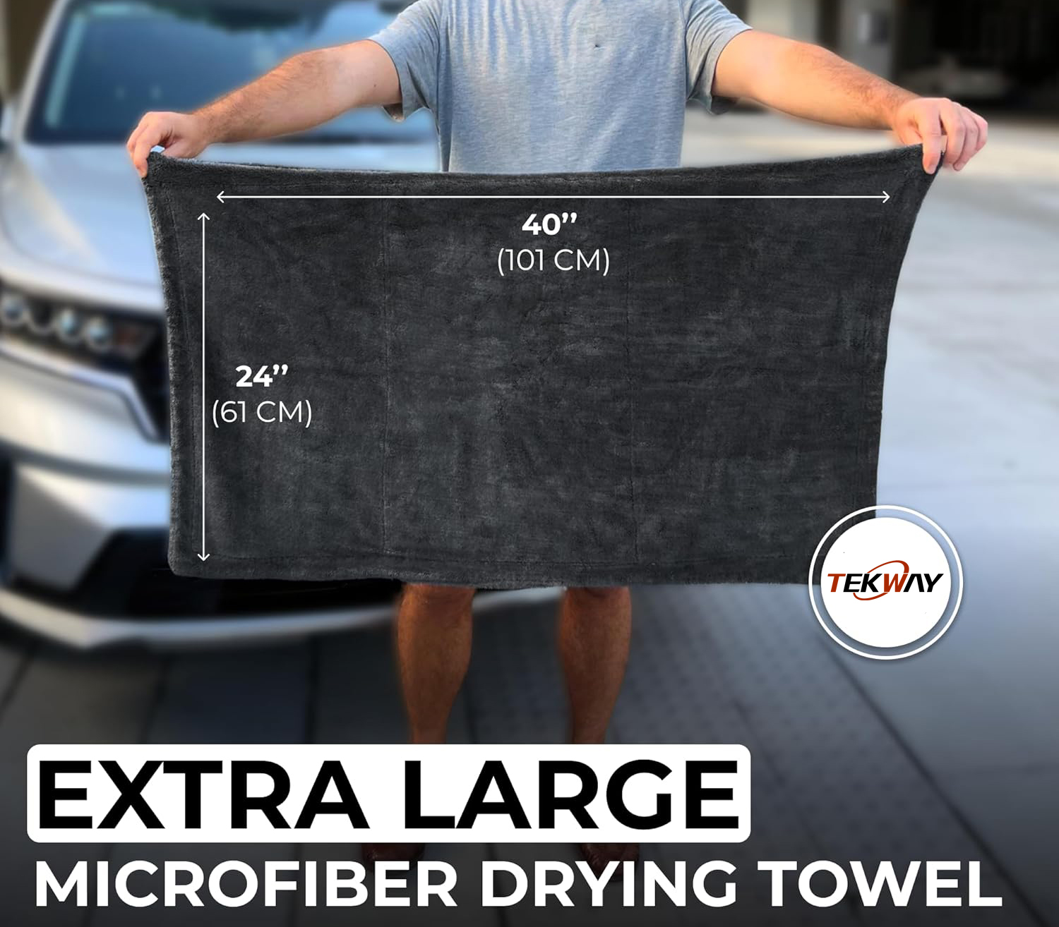 Microfiber Car Drying Towel - Premium Extra Large Auto Wash Towel - Super Absorbent Detailing Cleaning Cloth - Tekway 6