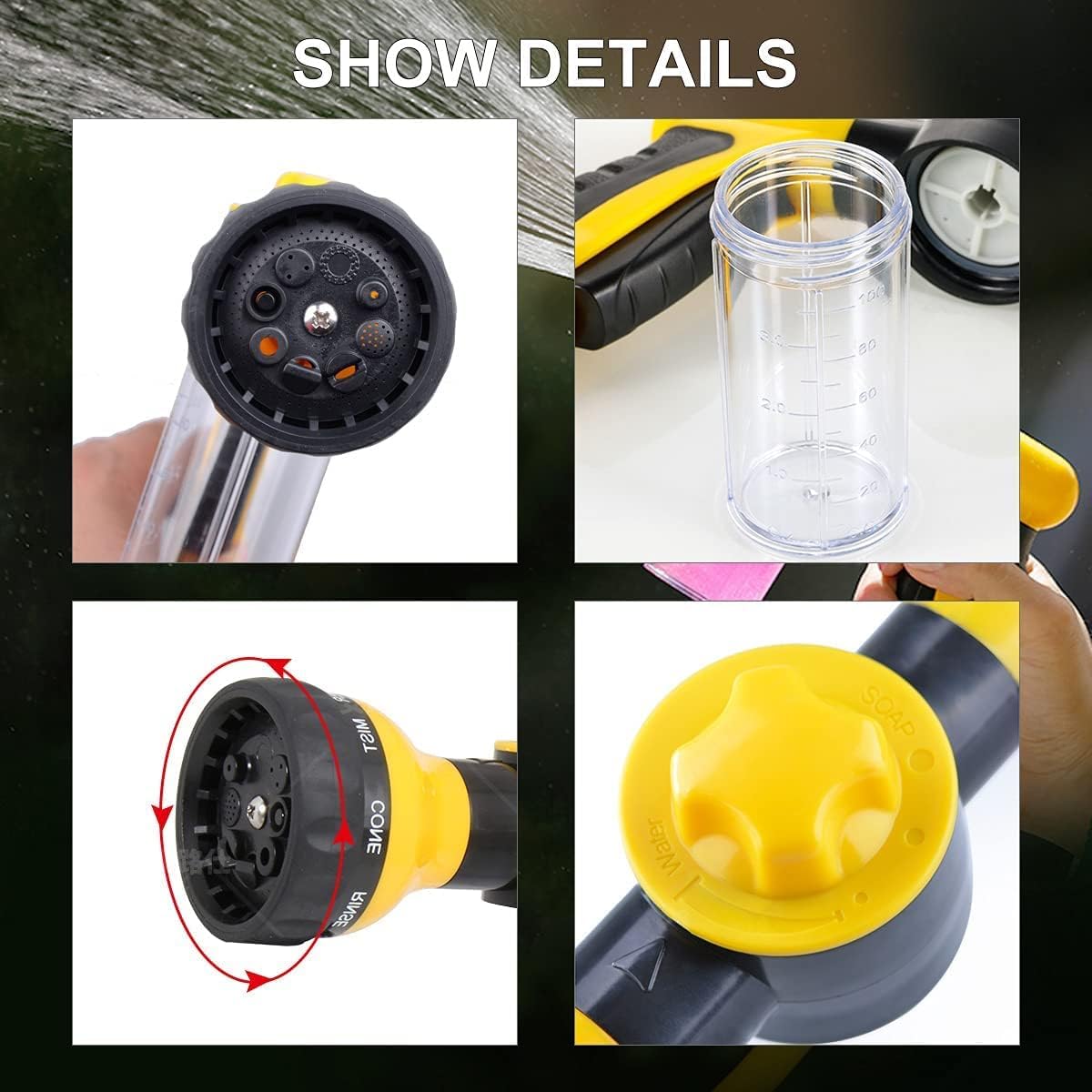 High Pressure 8 in 1 Car Wash Brush Foam Gun,Garden Hose Nozzle Foam Cannon Bottle Soap Sprayer Manufacturer | Tekway 6