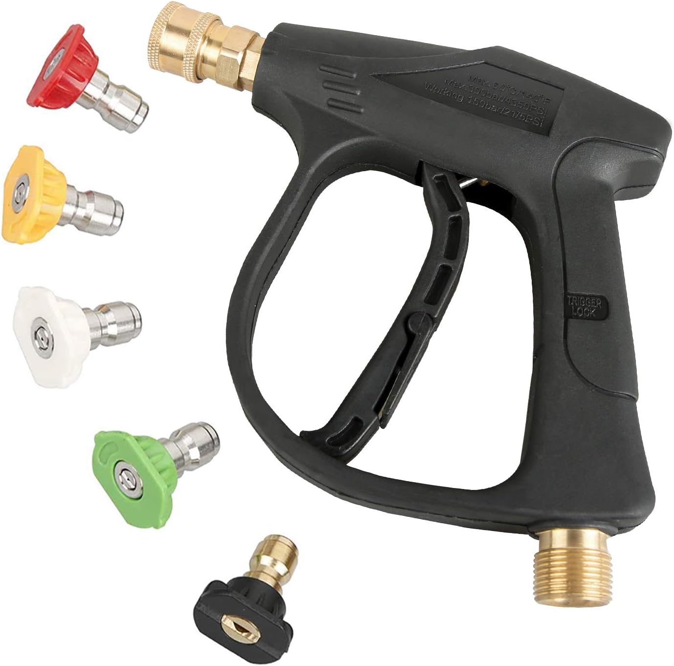 Best High Pressure Washer Gun,3000 PSI Max with 5 Color Quick Connect Nozzles M22 Hose Connector 3.0 TIP- Tekway 2