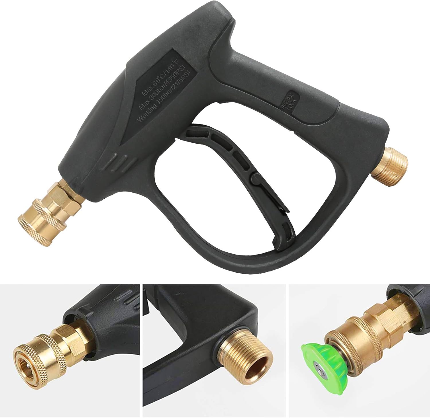 Best High Pressure Washer Gun,3000 PSI Max with 5 Color Quick Connect Nozzles M22 Hose Connector 3.0 TIP- Tekway 5