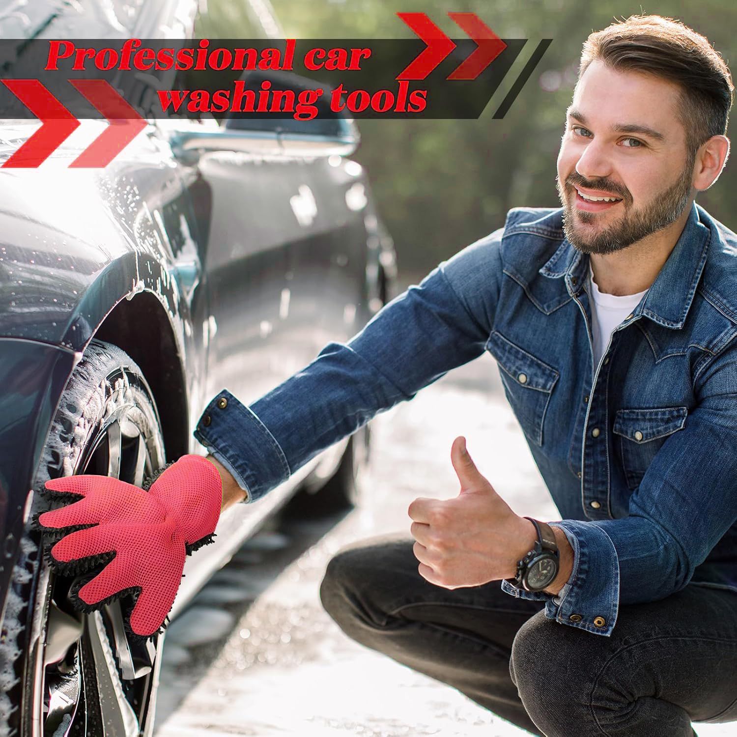 Car Wash Mitt 5 Finger Microfiber Wash Mitts Car Dusting Gloves Double Sided Microfiber Cleaning Gloves Interior Tekway 3