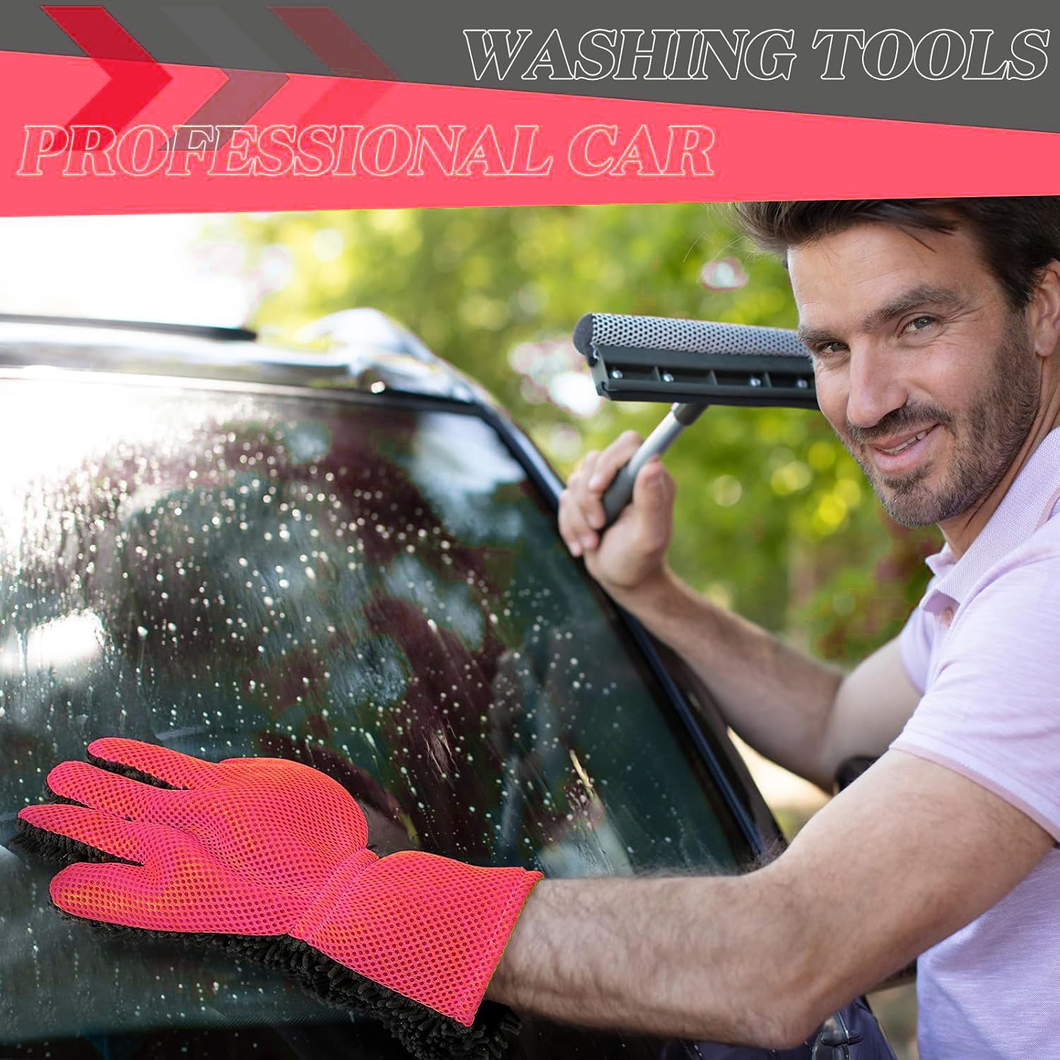 Car Wash Mitt 5 Finger Microfiber Wash Mitts Car Dusting Gloves Double Sided Microfiber Cleaning Gloves Interior Tekway 6