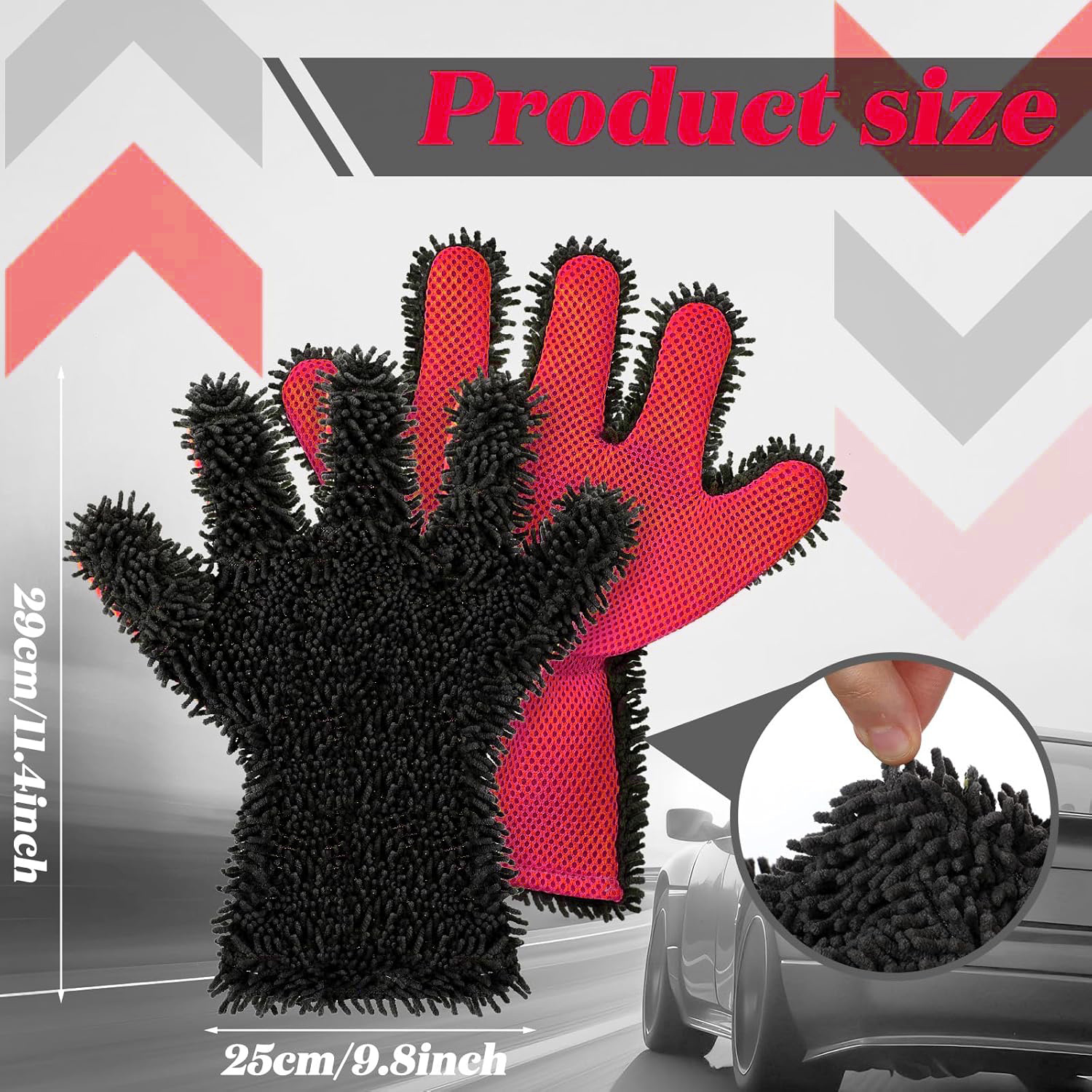 Car Wash Mitt 5 Finger Microfiber Wash Mitts Car Dusting Gloves Double Sided Microfiber Cleaning Gloves Interior Tekway 7