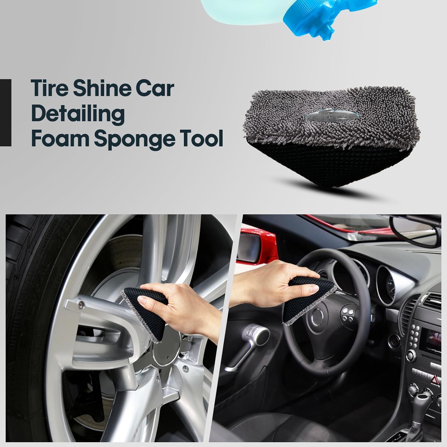 Best Tire Shine Applicator Pad, TEKWAY Tire Gel Applicator, Triangles Tire Sponge Foam Wheel Shine Car Cleaning- Tekway 4