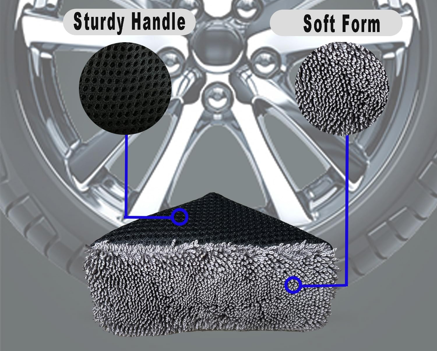 Best Tire Shine Applicator Pad, TEKWAY Tire Gel Applicator, Triangles Tire Sponge Foam Wheel Shine Car Cleaning- Tekway 6