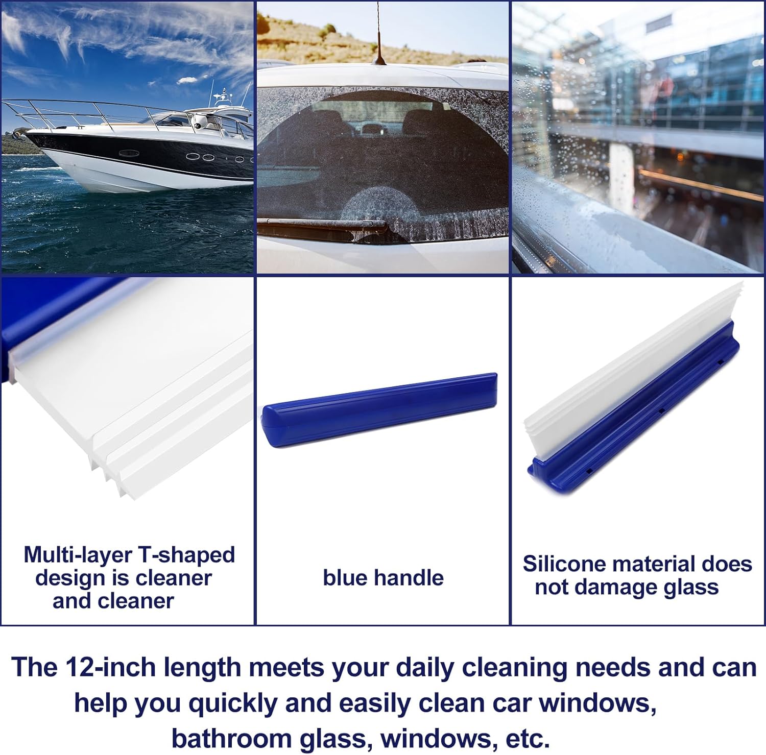 Best 12.2 Inch Car Drying Squeegee Water Blade Professional Automotive Wiper Car Squeegee Water Blade Squeegee Silicone 8