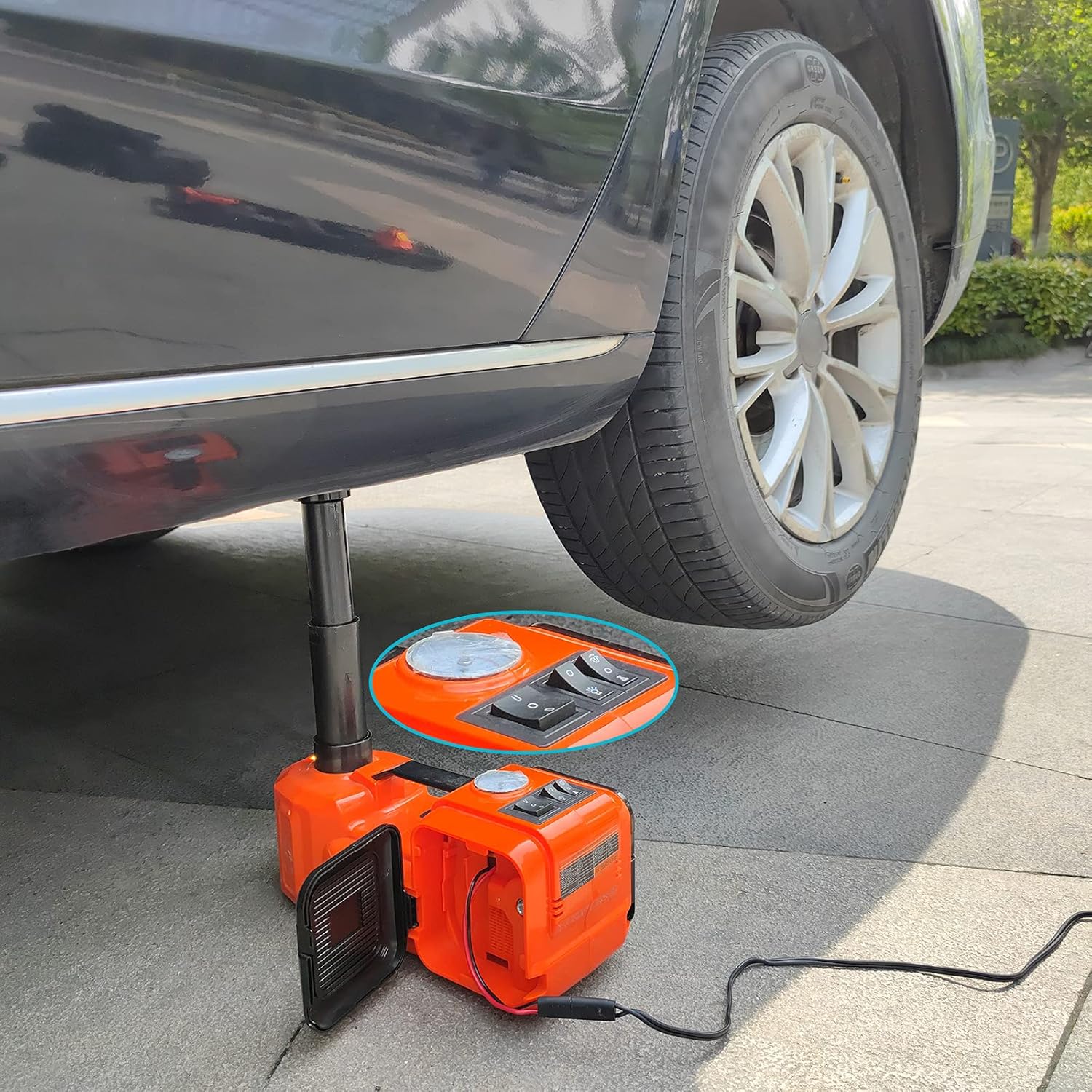 Best Electric Jack 5T 12V Car Jack with Impact Wrench Fit for Cars and SUVs,Built-in LED Light, Emergency Tire Lift Kit 3