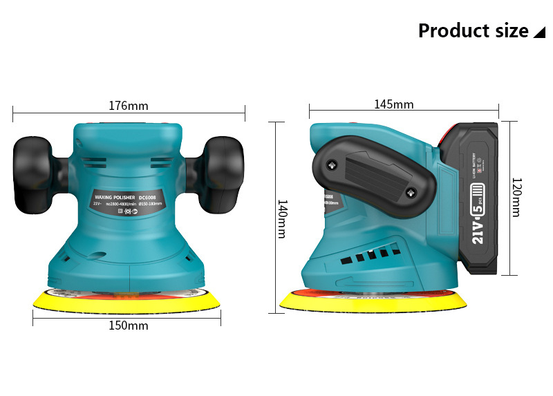 Najlepsza maszyna do polerowania samochodów, bateria litowa, przenośna, dwuręczna, ręczna, woskowanie, czyszczenie i polerowanie, firma - Tekway 7