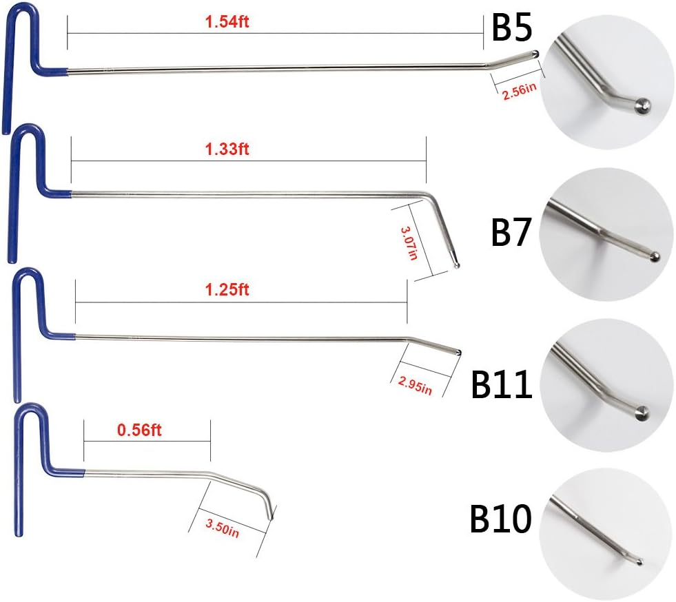 Best Dent Rods Dent Repair Kit Dent Removal Kit with Air Wedge Alignment Tool for Car Body Hail Damage Door- Tekway 6