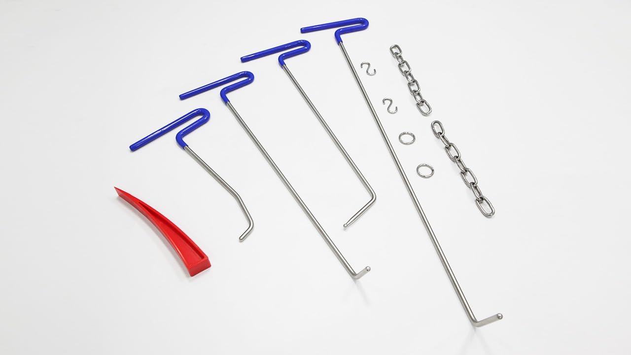 Best Dent Rods Dent Repair Kit Dent Removal Kit with Air Wedge Alignment Tool for Car Body Hail Damage Door- Tekway 8