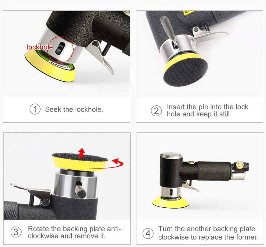 Best Random Orbital Air Sander, Mini Pneumatic Sander for Auto Body Work, High Speed Air Powered Polisher - Tekway 5