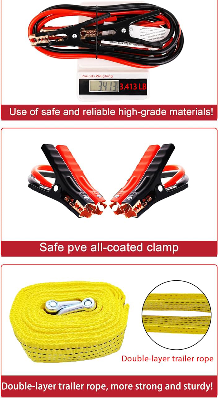 Emergency Roadside Kit for Car,Emergency Kits for Vehicles,Safety Kits for Cars, Car Jumper Cables Kit 4