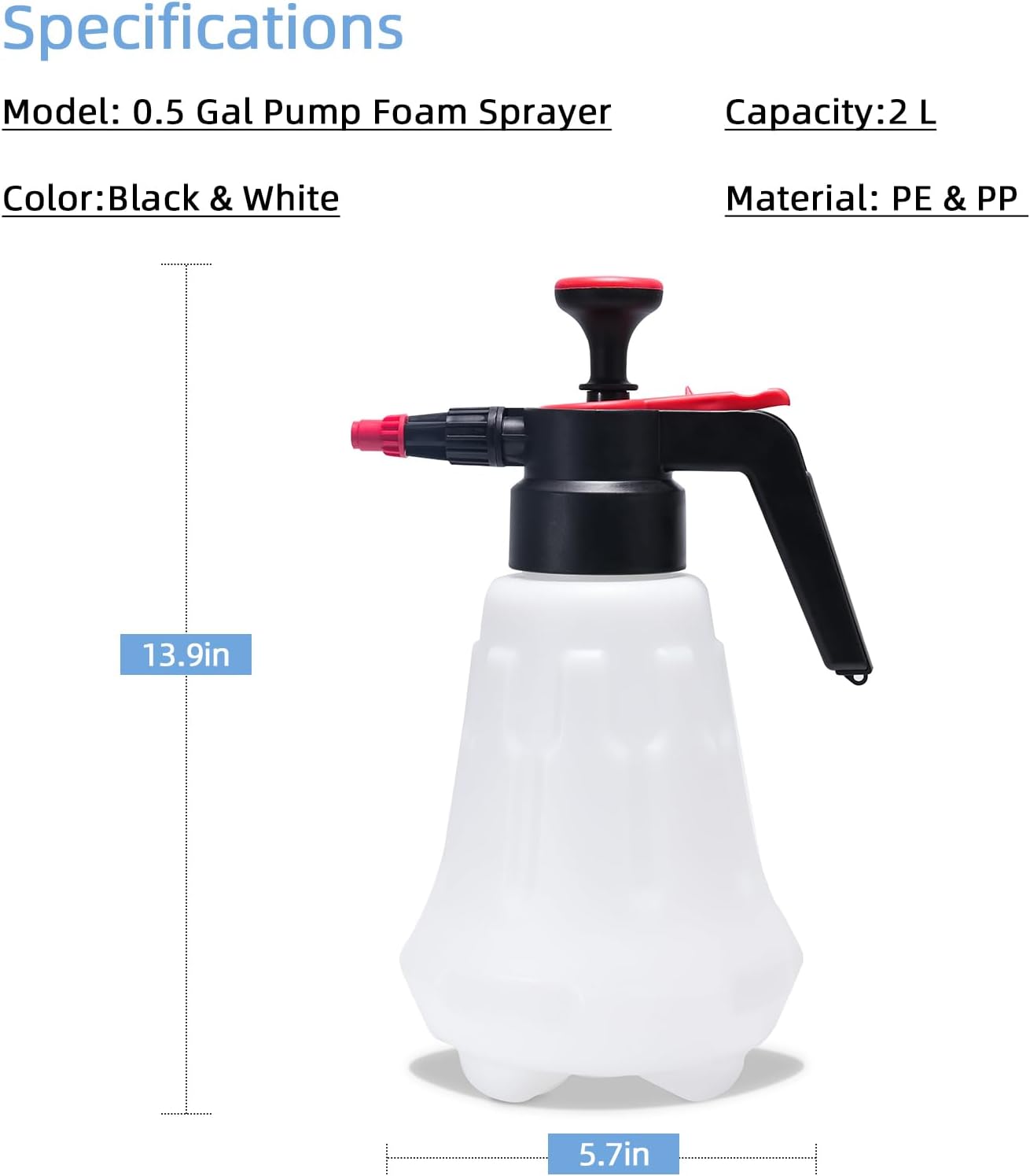 Foam Pump Sprayer, 2 Liter Car Wash Foam Sprayer, Pump Foaming Sprayer, Hand Pressurized Soap Sprayer-1743228264983879 7