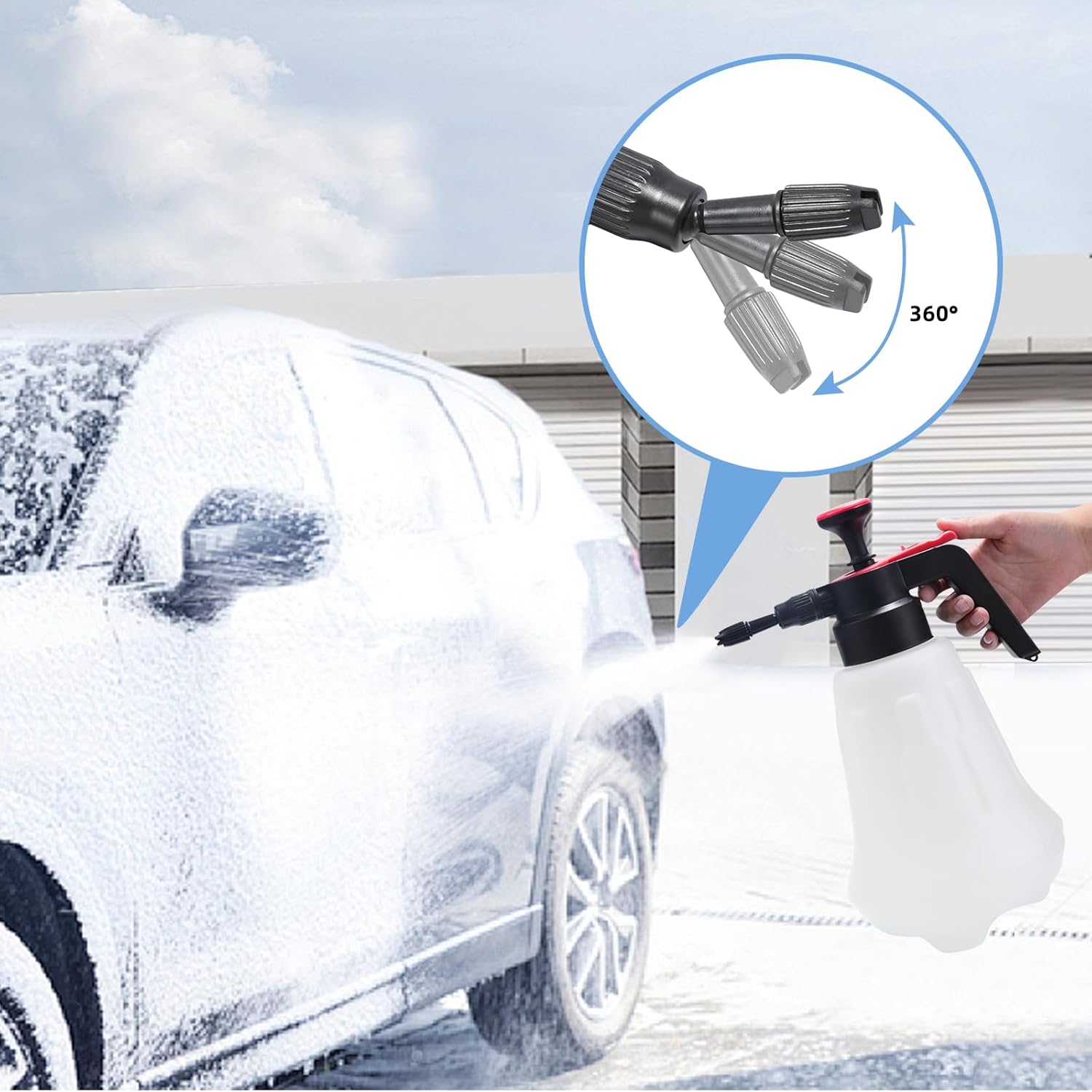 Foam Pump Sprayer, 2 Liter Car Wash Foam Sprayer, Pump Foaming Sprayer, Hand Pressurized Soap Sprayer-1743228264983879 5