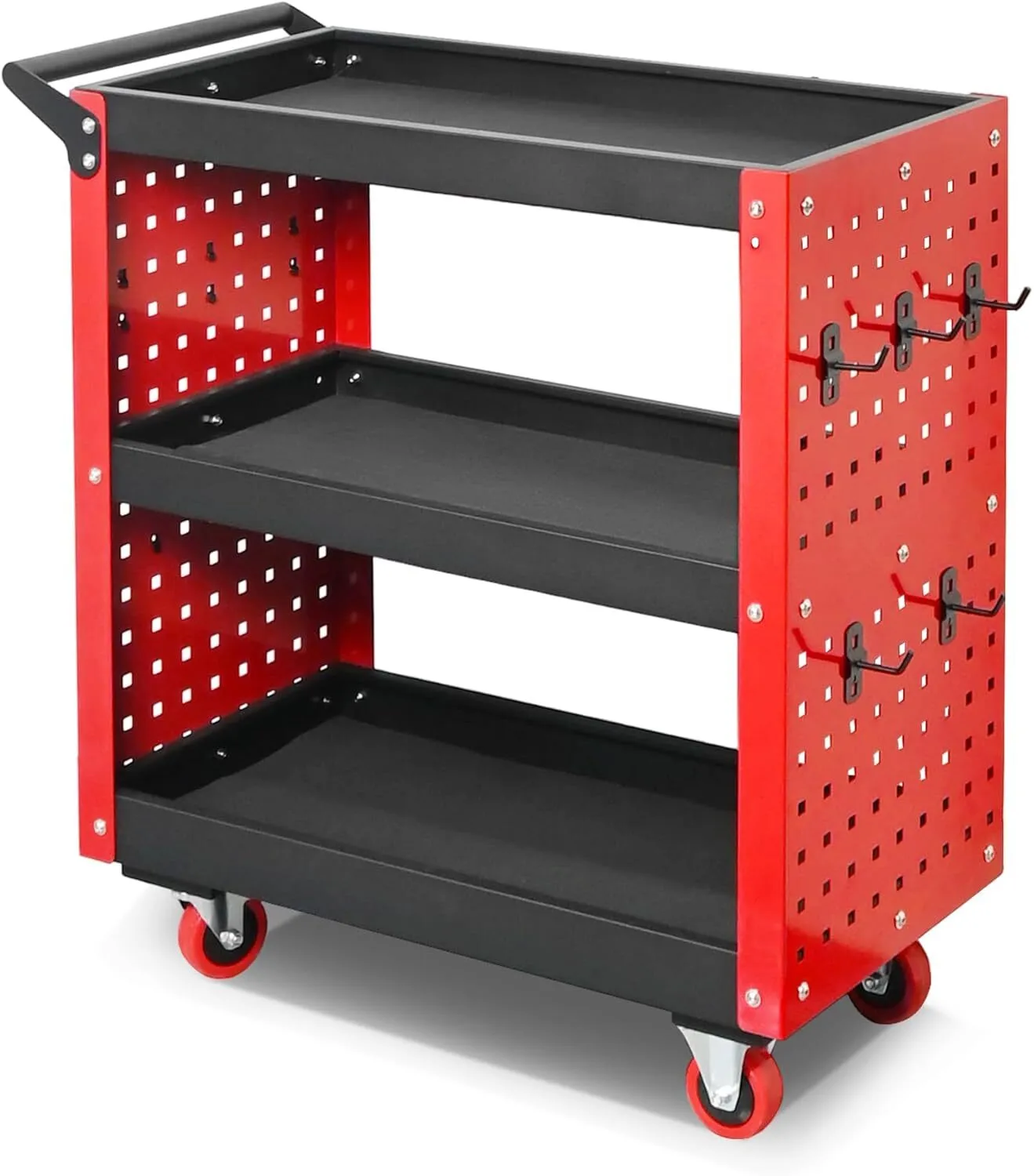 Rolling Tool Cart on Wheels, 660LBS Load Capacity Heavy Duty Utility Cart with Pegboard, for Repair Shop-1743399930182795 1