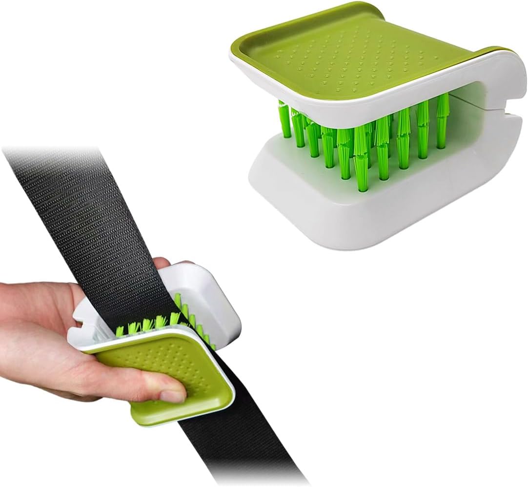 Car Safety Belt Cleaning Brush, Green Double Sided U-Shaped Washing Tool, Multifunctional Cutlery Cleaner Brush 1
