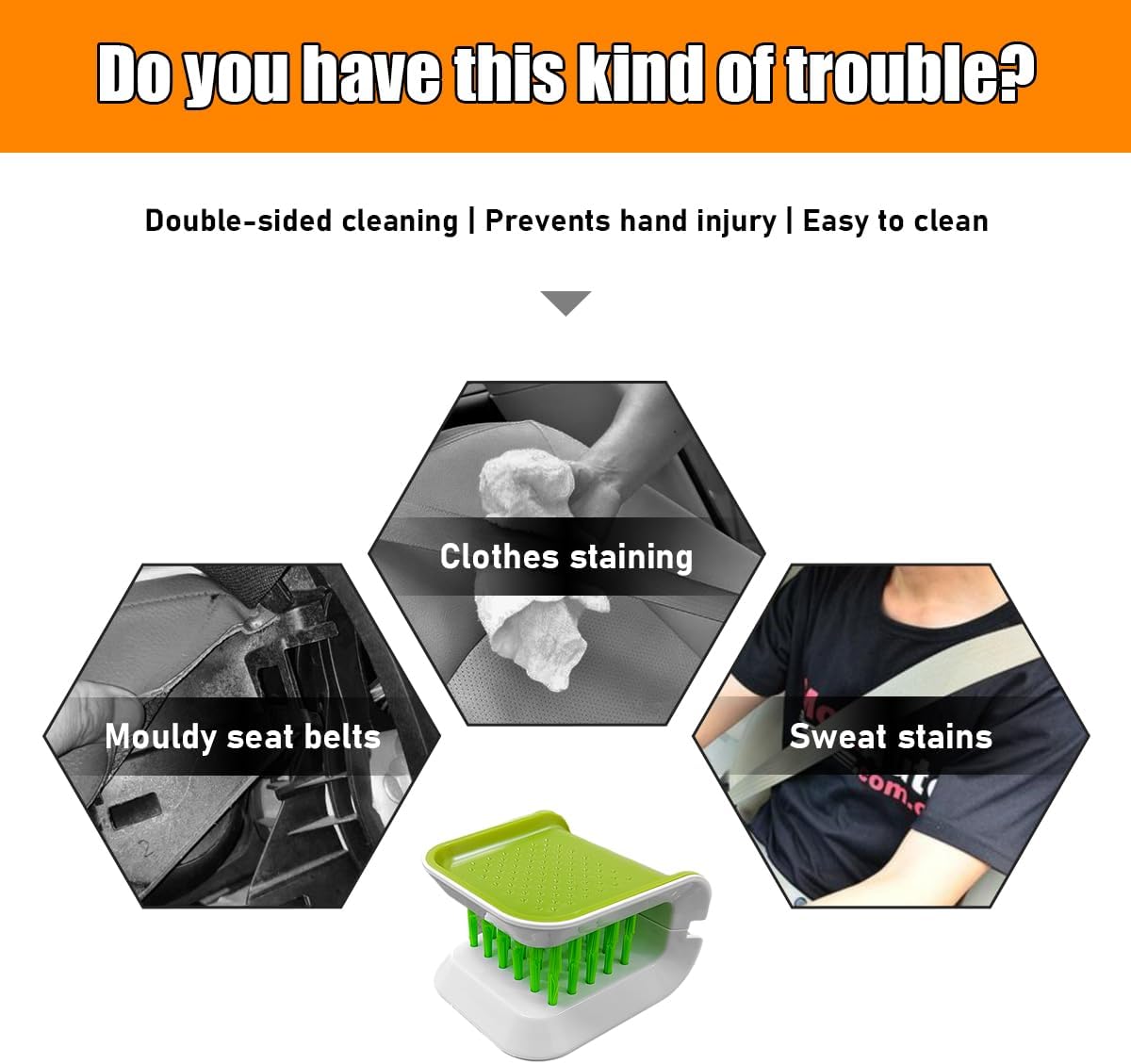 Car Safety Belt Cleaning Brush, Green Double Sided U-Shaped Washing Tool, Multifunctional Cutlery Cleaner Brush 2