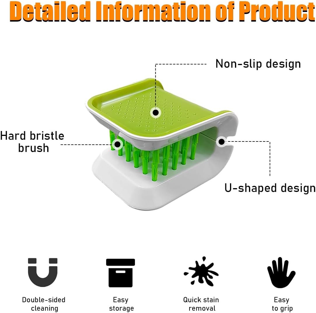 Car Safety Belt Cleaning Brush, Green Double Sided U-Shaped Washing Tool, Multifunctional Cutlery Cleaner Brush 5