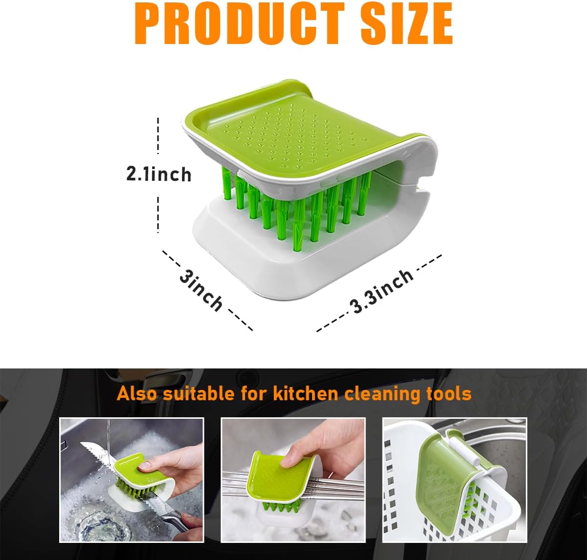 Car Safety Belt Cleaning Brush, Green Double Sided U-Shaped Washing Tool, Multifunctional Cutlery Cleaner Brush 6