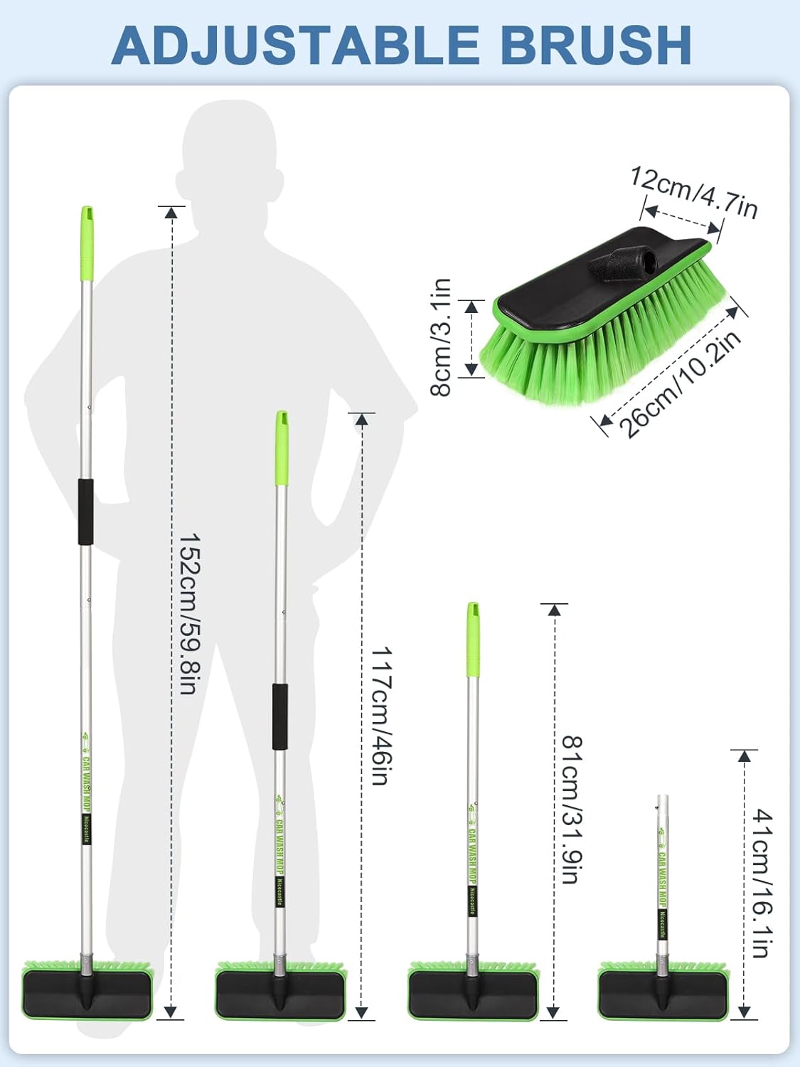 Car Wash Brush with Long Handle Snow Sweeping Brushing Adopts Soft Bristle Design Not Floating Hair Suitable for Detail Cleaning Tires 2