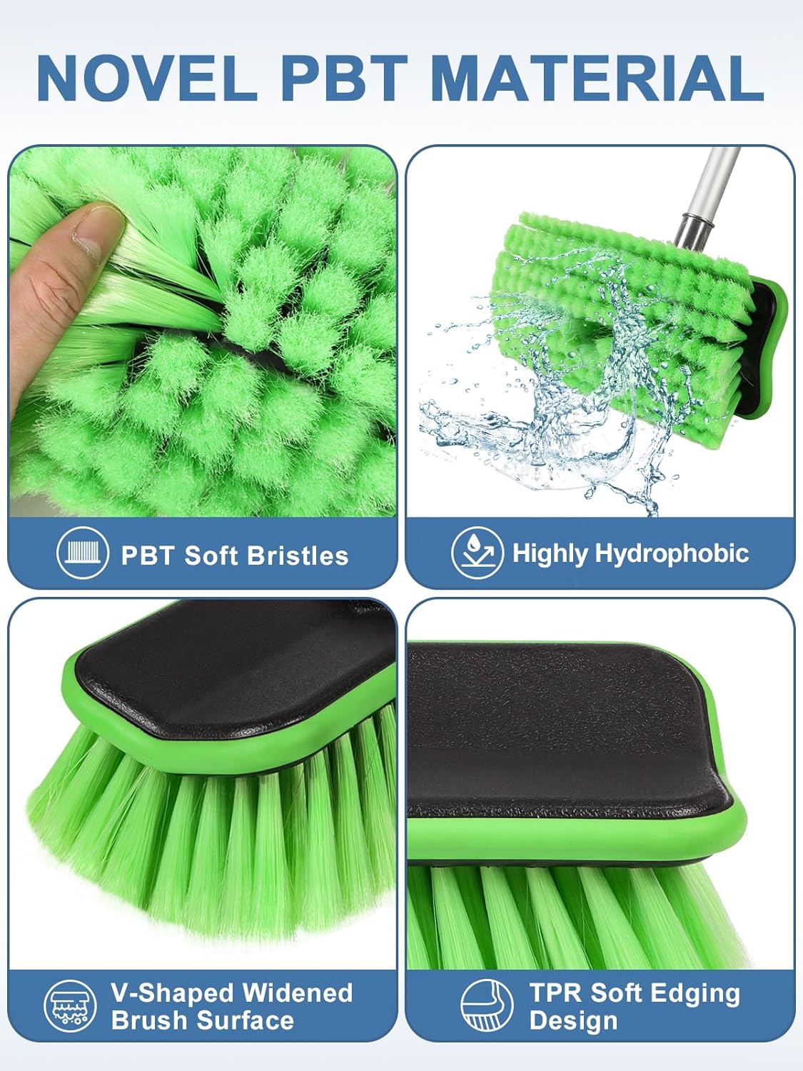 Car Wash Brush with Long Handle Snow Sweeping Brushing Adopts Soft Bristle Design Not Floating Hair Suitable for Detail Cleaning Tires 3