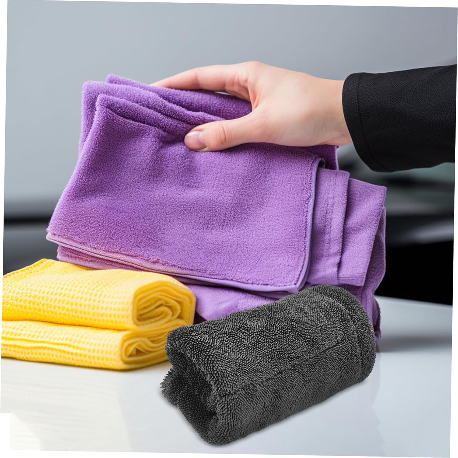 Premium Microfiber Detail Towel, 340 GSM Lint Libreng Car Polishing Waxing Buffing Drying Towel 9