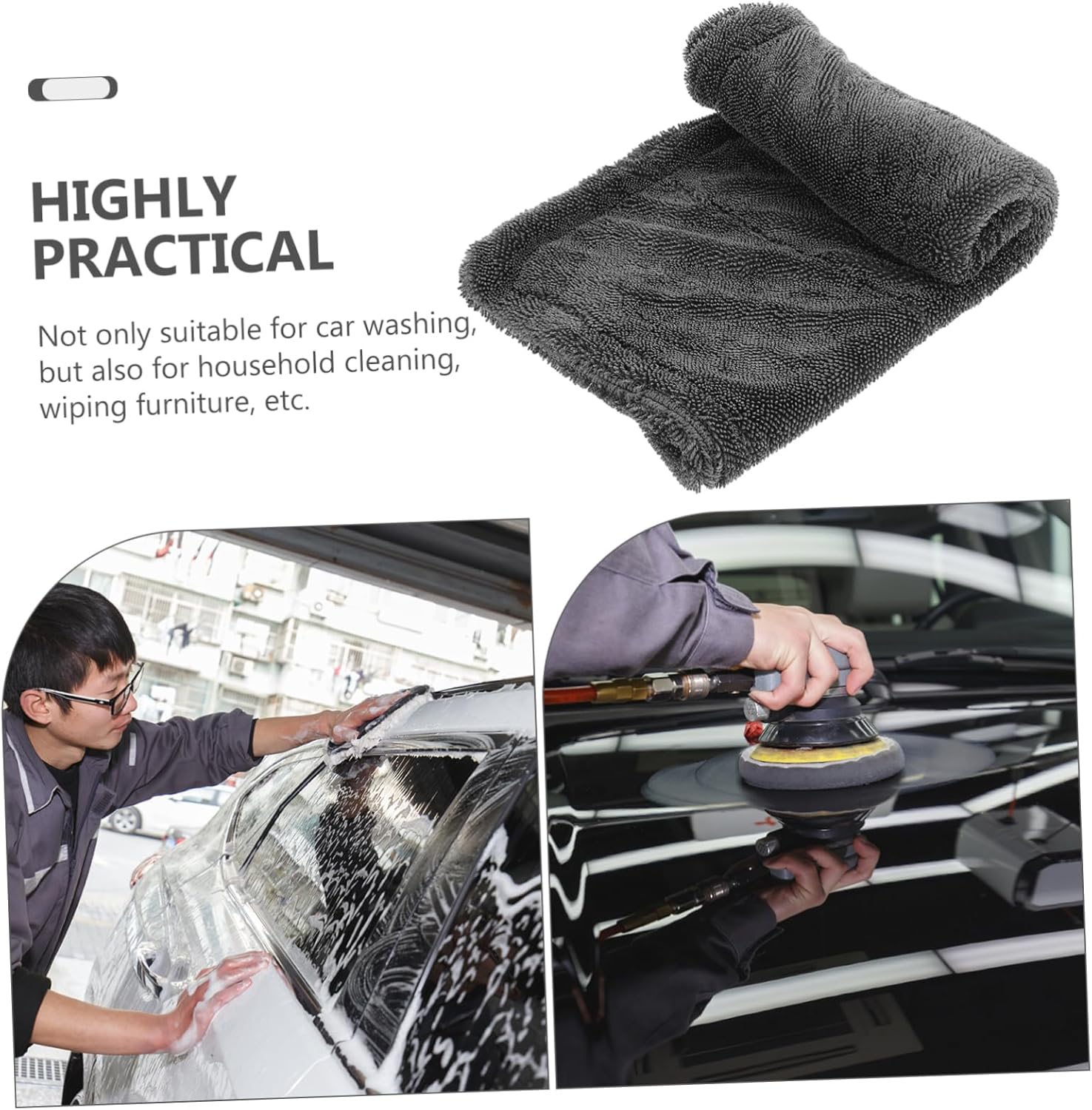 Premium Microfiber Detail Towel, 340 GSM Lint Libreng Car Polishing Waxing Buffing Drying Towel 3