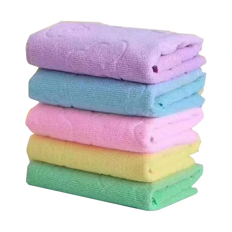 Manufacturer direct sales microfiber cartoon embossed thickened towel colorful towel absorbent and non-linting gift towel 1