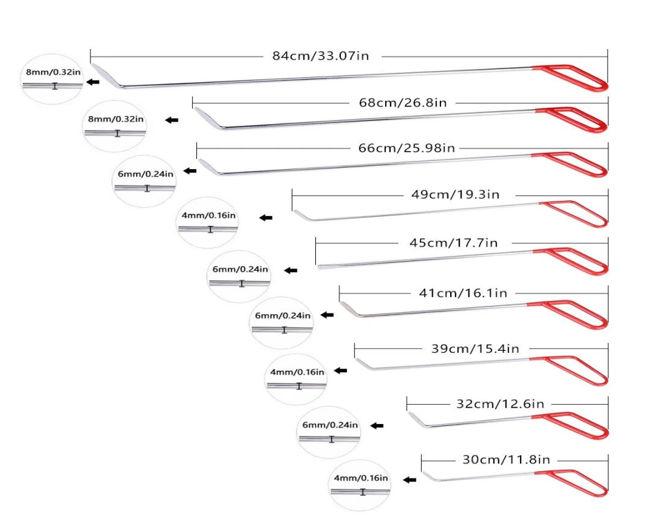 Batang Perbaikan Penyok Tanpa Cat, Kit Penghilang Penyok, Batang Penyok Baja Tahan Karat 1