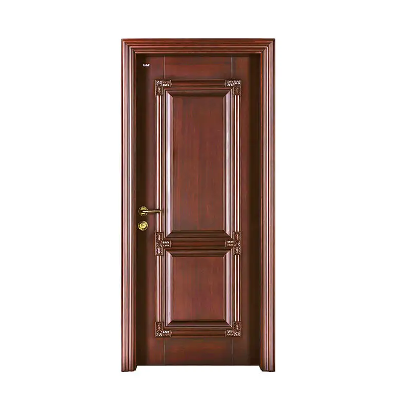 Classic style walnut wood exterior solid door S020 1