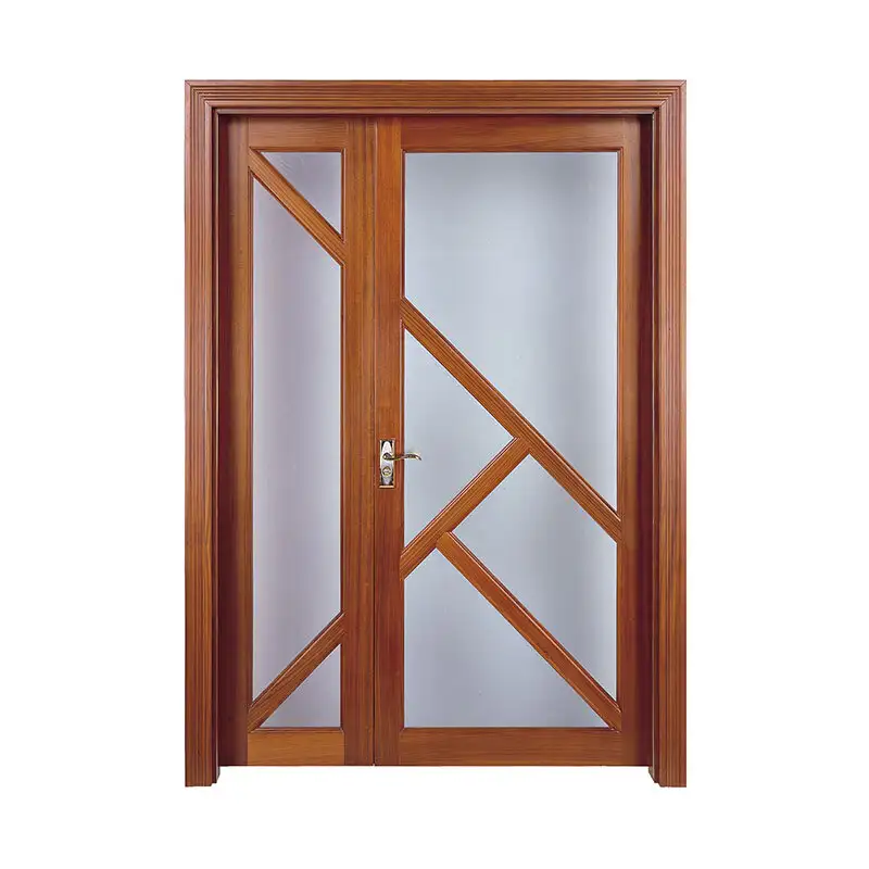 Simple style American Walnut wood glass exterior door C007 1