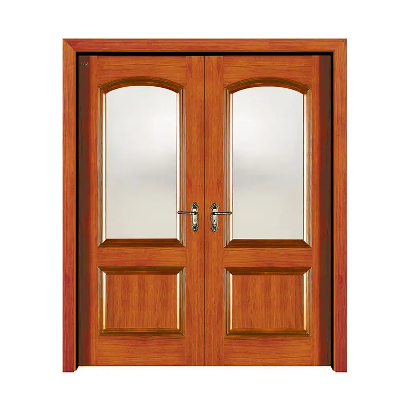 Apartment Golden Teak glass exterior  wooden door 8-S001 1