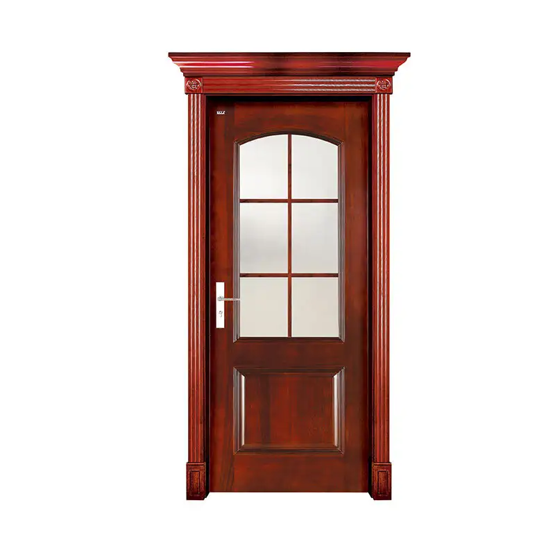 Simple style Sapele wood glass exterior door WM0022 1