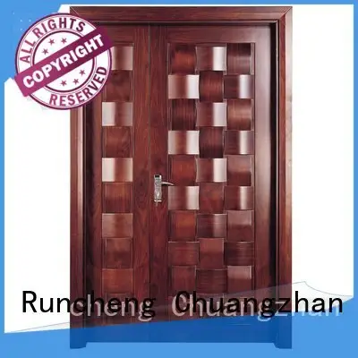 glass pure composited interior double doors Runcheng Woodworking 1