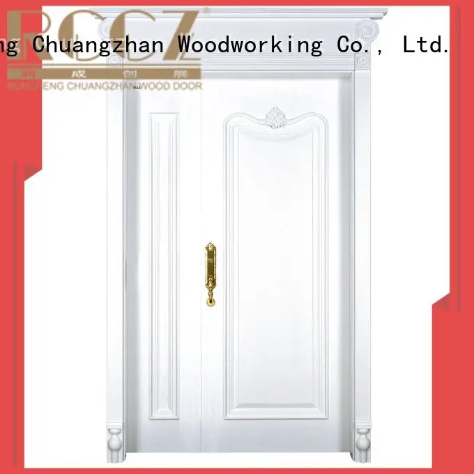Runcheng Woodworking Brand veneer composited glass interior double doors 1