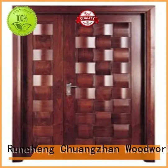 double solid quality door Runcheng Woodworking Brand white double doors manufacture 1