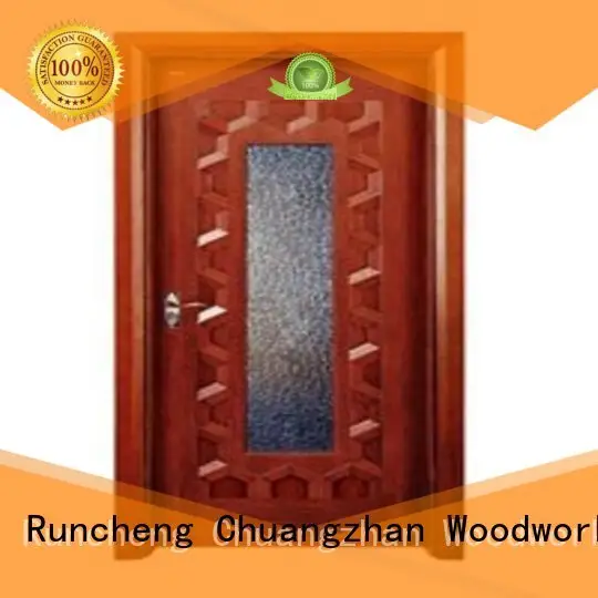 door wooden double glazed doors durable glazed Runcheng Woodworking company 1